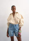 TOPSHOP Vigga Denim Shorts, Light Blue Demin