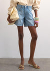 TOPSHOP Vigga High Waist Wide Denim Shorts, Bleached Blue