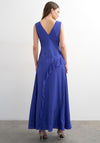TOPSHOP Nola Deep V Neck Lace Detail Maxi Dress, Blue