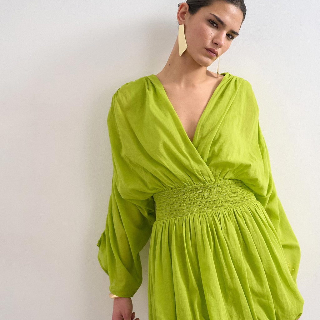 TOPSHOP Nova Bubble Hem Mini Dress, Green