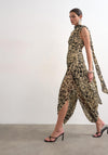 TOPSHOP Nene Animal Print with Scarf Midi Dress, Brown