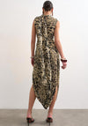 TOPSHOP Nene Animal Print with Scarf Midi Dress, Brown