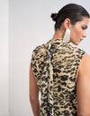 TOPSHOP Nene Animal Print with Scarf Midi Dress, Brown