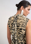 TOPSHOP Nene Animal Print with Scarf Midi Dress, Brown