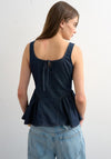 TOPSHOP Elle Denim Peplum Top, Dark Blue
