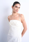 TOPSHOP Mila Ruched Midi Dress, Cream