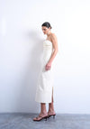 TOPSHOP Mila Ruched Midi Dress, Cream
