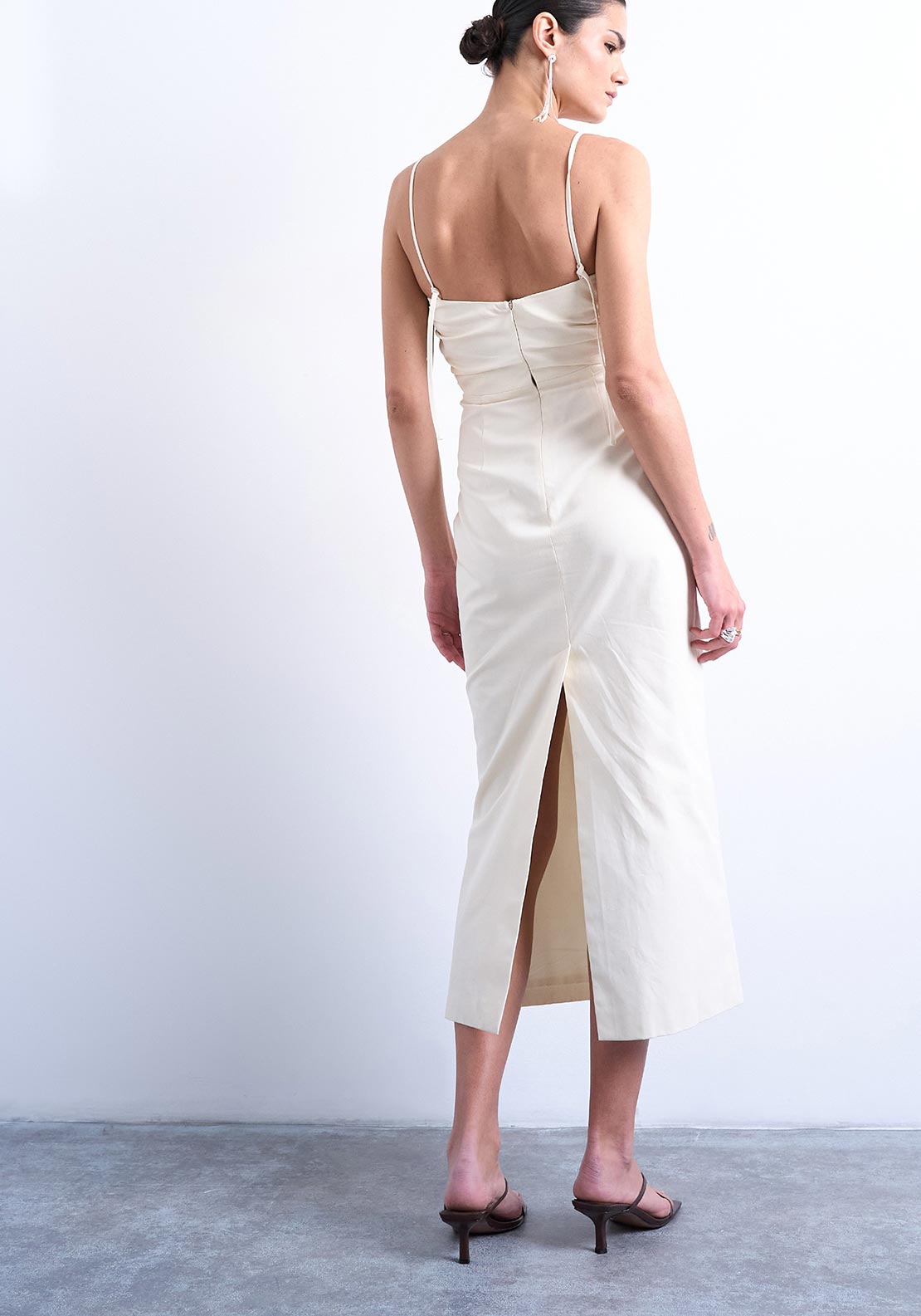 topshop white midi dress TOPSHOP Mila Ruched Midi Dress, Cream