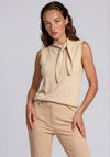TOPSHOP Cassi Knitted Tie Neck Top, Cream