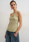 TOPSHOP Louisa Striped Strappy Vest Top, Green & Pink