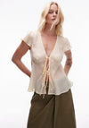TOPSHOP Sheer Tie Front Top, Yellow