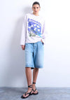 TOPSHOP Graphic Print Long Sleeve Sweatshirt, Lilac