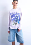 TOPSHOP Graphic Print Long Sleeve Sweatshirt, Lilac