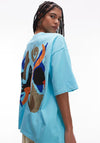 TOPSHOP Graphic Back Oversized T-Shirt, Blue