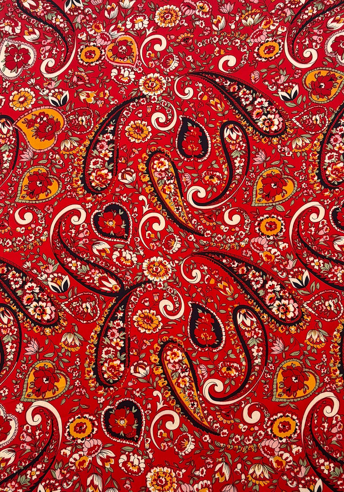Serafina Collection Floral Paisley Print Neck Scarf, Red