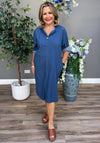 Serafina Collection One Size Denim Tunic Dress, Blue