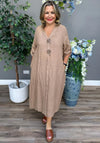 Serafina Collection One Size Linen Tunic Dress, Taupe