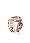 Serafina Collection Leopard Stripe Pearl Magnetic Neck Scarf, Brown
