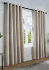 Curtina Textured Chenille Fully Lined Eyelet Curtain 90”x90”, Natural