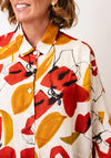 Thanny One Size Linen Floral Shirt, Orange and Cream