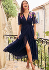 Hope & Ivy Grace Embellished Maxi Wrap Dress, Navy