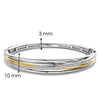 Ti Sento Zirconia Two Tone Bangle, Gold & Silver