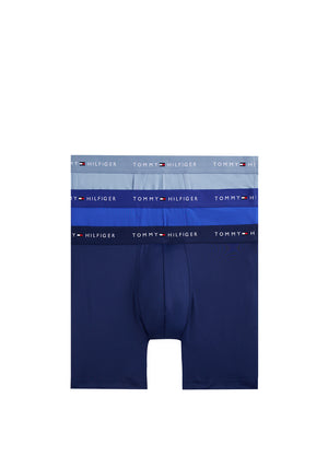 Tommy Hilfiger 3 Pack Signature Microfiber Essentials Boxer Brief, Blue Multi