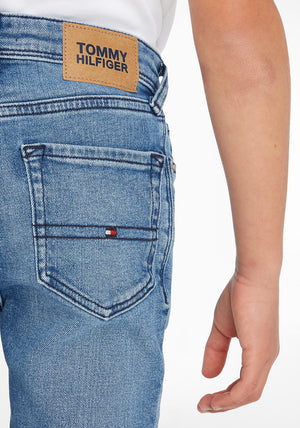 Tommy Hilfiger Boys Essentials Scanton Slim Faded Jeans, Mid Blue