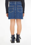 Tommy Hilfiger Older Girls Denim Button Mini Skirt, Mid Blue