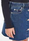 Tommy Hilfiger Older Girls Denim Button Mini Skirt, Mid Blue