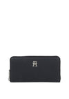 Tommy Hilfiger Emblem Large Zip Around Wallet, Black