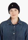 Tommy Hilfiger Monogram Plaque Beanie, Black