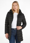 Tommy Hilfiger Womens Padded Global Stripe Quilted Coat, Black