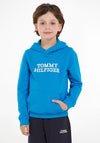 Tommy Hilfiger Boys Logo Hoodie, Cerulean Aqua
