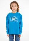 Tommy Hilfiger Kids Varsity Long Sleeve T-Shirt, Cerulean Aqua