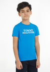 Tommy Hilfiger Boys Logo Short Sleeve T-Shirt, Cerulean Aqua