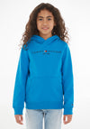 Tommy Hilfiger Kids Established Essentials Logo Hoodie, Cerulean Aqua