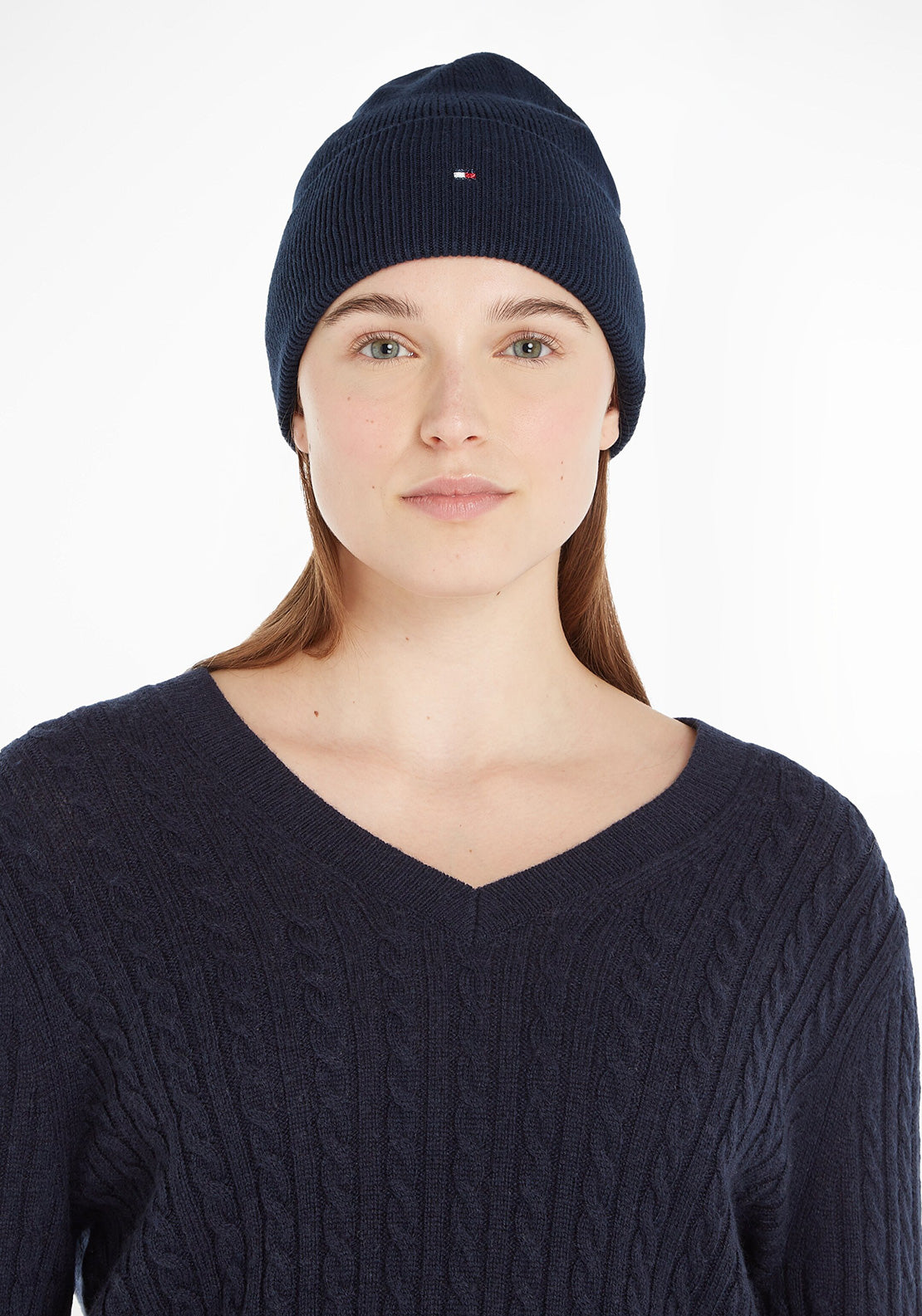 Tommy Hilfiger Essentials Flag Rib Knit Beanie, Navy