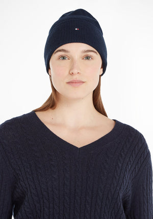 Tommy Hilfiger Essentials Flag Rib Knit Beanie, Navy