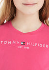 Tommy Hilfiger Older Girls Essentials Shirt Short Sleeve T-Shirt, Hot Magenta