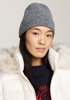 Tommy Hilfiger Essential Flag Fuzzy Beanie, Grey