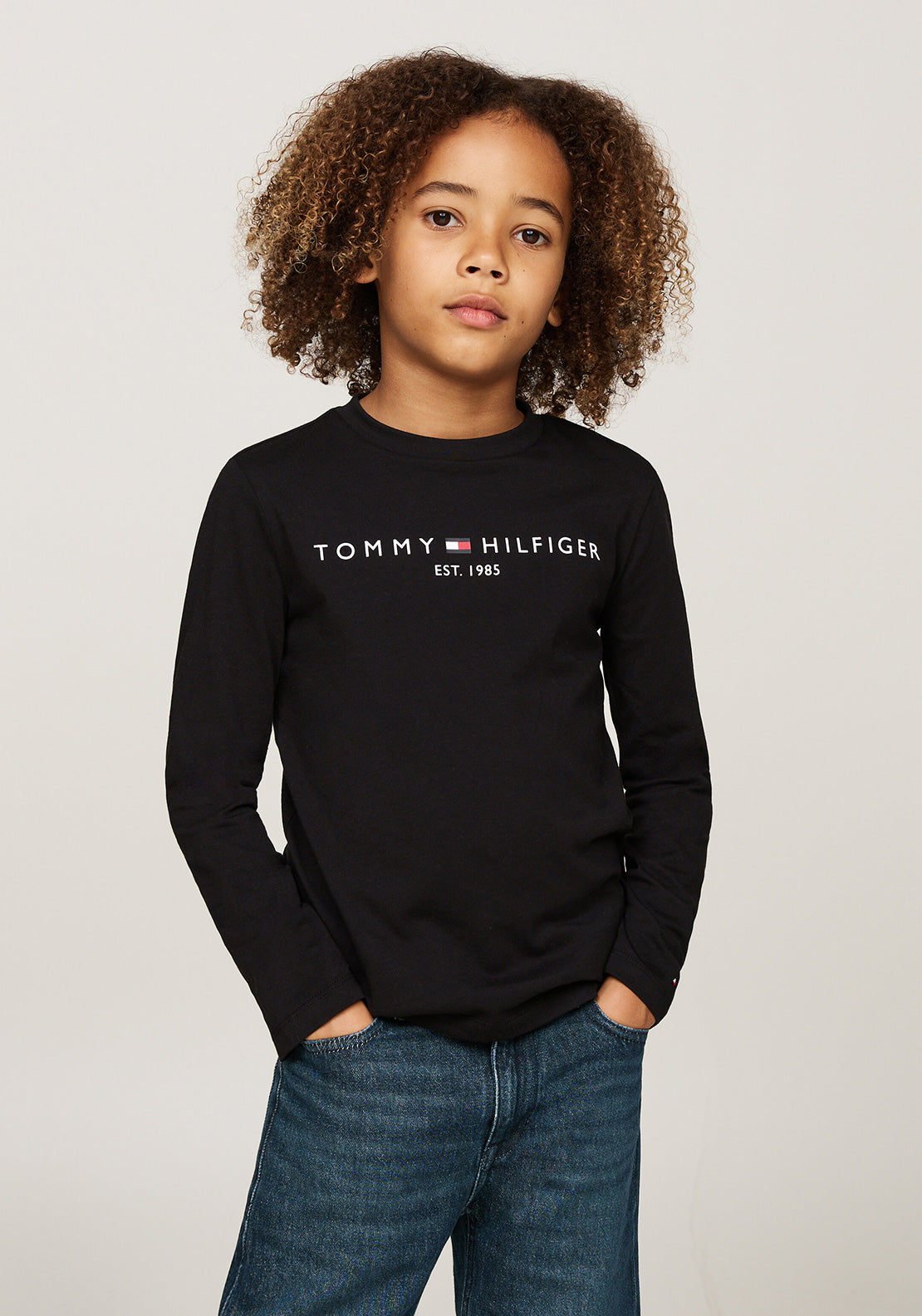 Tommy Hilfiger Kids Established Essentials Long Sleeve T-Shirt, Black ...