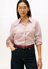 Tommy Hilfiger Womens Striped Flag Poplin Shirt, Red