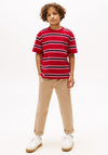 Tommy Hilfiger Boy Stripe Short Sleeve Tee, Red