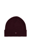 Tommy Hilfiger Flag Embroidery Cashmere Blend Beanie, Burgundy