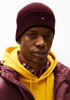 Tommy Hilfiger Flag Embroidery Cashmere Blend Beanie, Burgundy