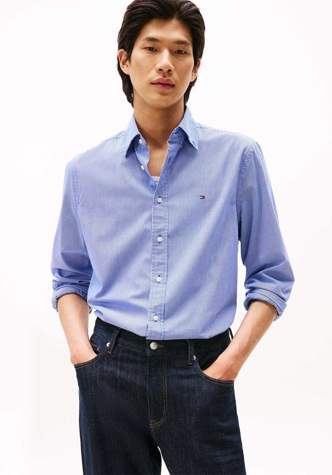 Tommy Hilfiger Flex Micro Gingham Shirt, Wedge Blue