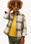 Tommy Hilfiger Boy Waffle Long Sleeve Check Shirt, Green
