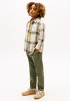Tommy Hilfiger Boy Waffle Long Sleeve Check Shirt, Green