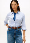 Tommy Hilfiger Womens Striped Flag Poplin Shirt, Blue